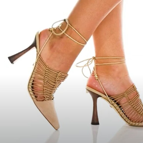 NEW Sam Edelman Trinity Ankle Strap Pointed Toe Pump bage brown for women j - Picture 9 of 12